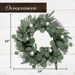 Fraser Hill Farm 24 in. Artificial Christmas Wreath with Snow Flocking, Pinecones, and Red Berries thumbnail 2