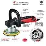 Boyel Living 6 in. Corded Orbital Sander and Polisher, 6 Amp, 6-Speed Variable RPM, 2500-6500 RPM thumbnail 3