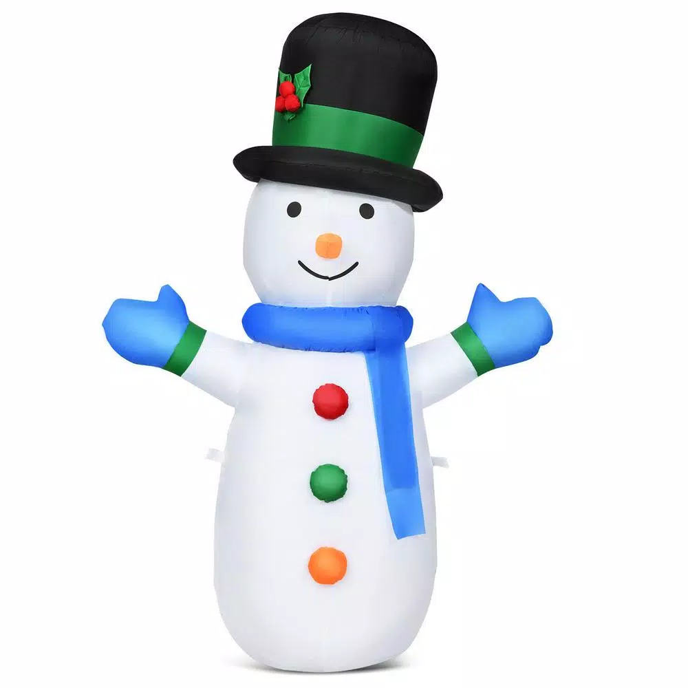 Costway 4 ft. Inflatable Christmas Snowman with LED Lights, Weather Resistant Indoor/Outdoor Holiday Decor