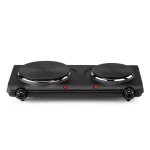 Continental Electric Portable 2-Burner Black Hot Plate with Cast Iron Plates and Adjustable Temperature Controls thumbnail 1