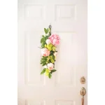 Nearly Natural 24 in. Mixed Pink Peony and Hydrangea Teardrop Floral Swag Wreath thumbnail 3