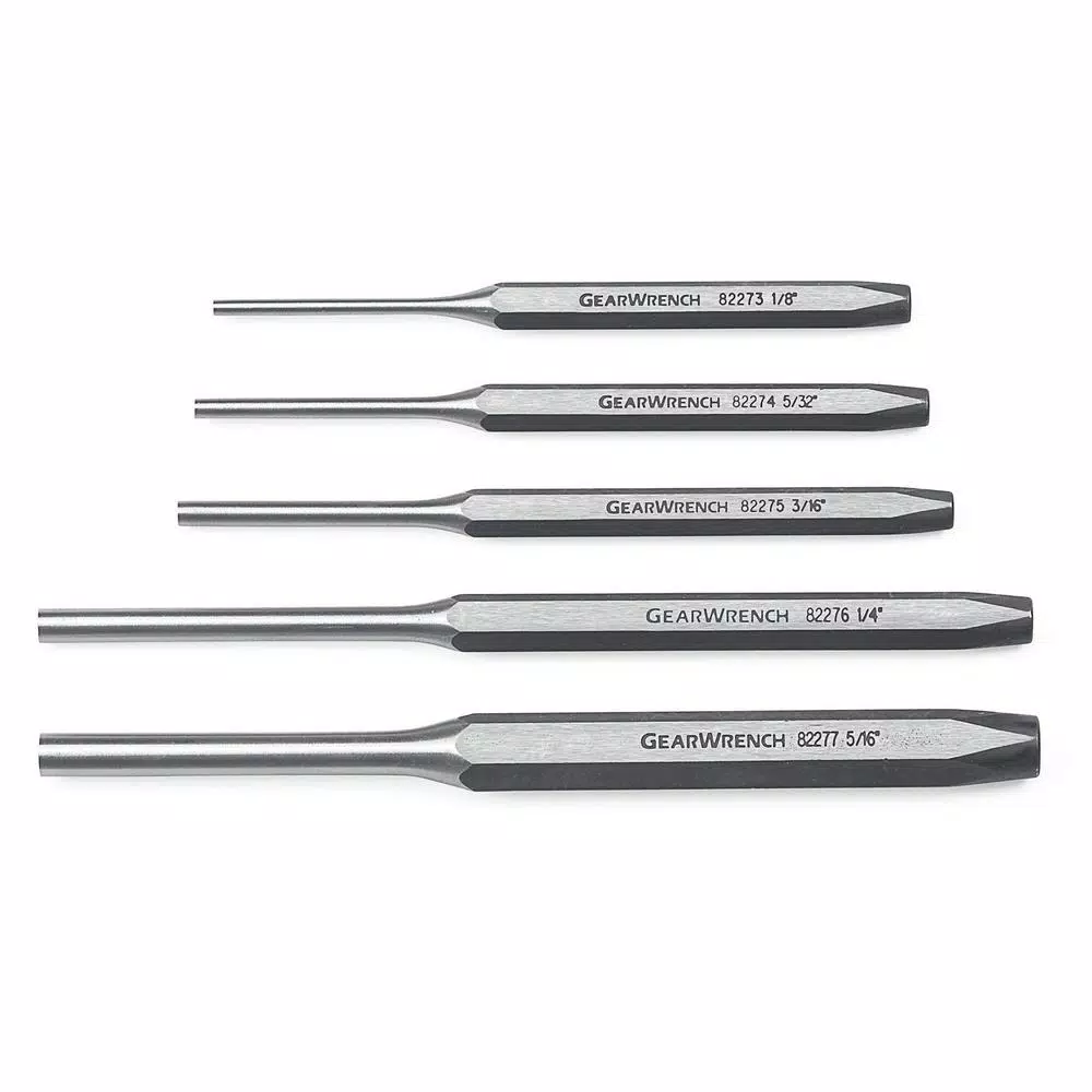 GearWrench 5-Piece Pin Punch Set, Precision Hardened Alloy Steel