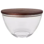 Libbey Urban Story XXL Glass Serving Bowl with Wood Lid, 173 oz Clear thumbnail 1