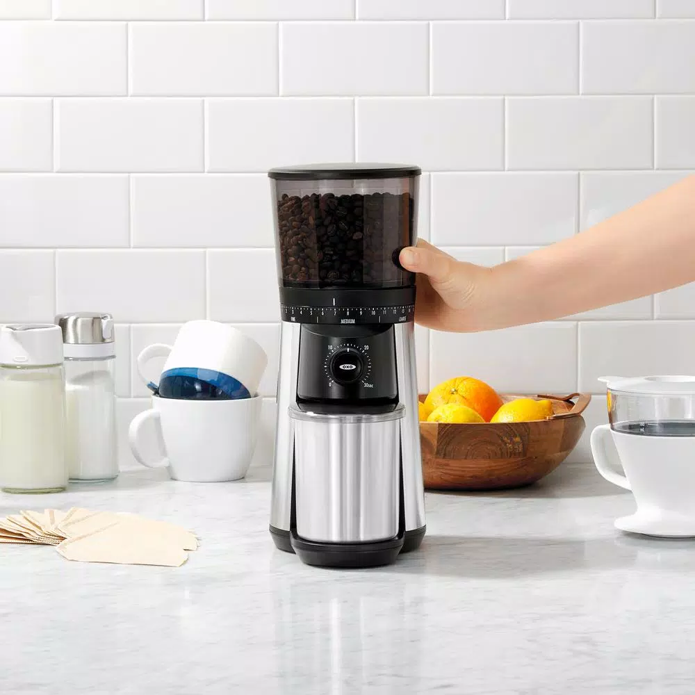 OXO 16 oz. Stainless Steel Conical Burr Coffee Grinder with 43 Adjustable Settings