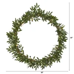 Nearly Natural 28 in. Artificial Olive Wreath with Lifelike Berries thumbnail 2