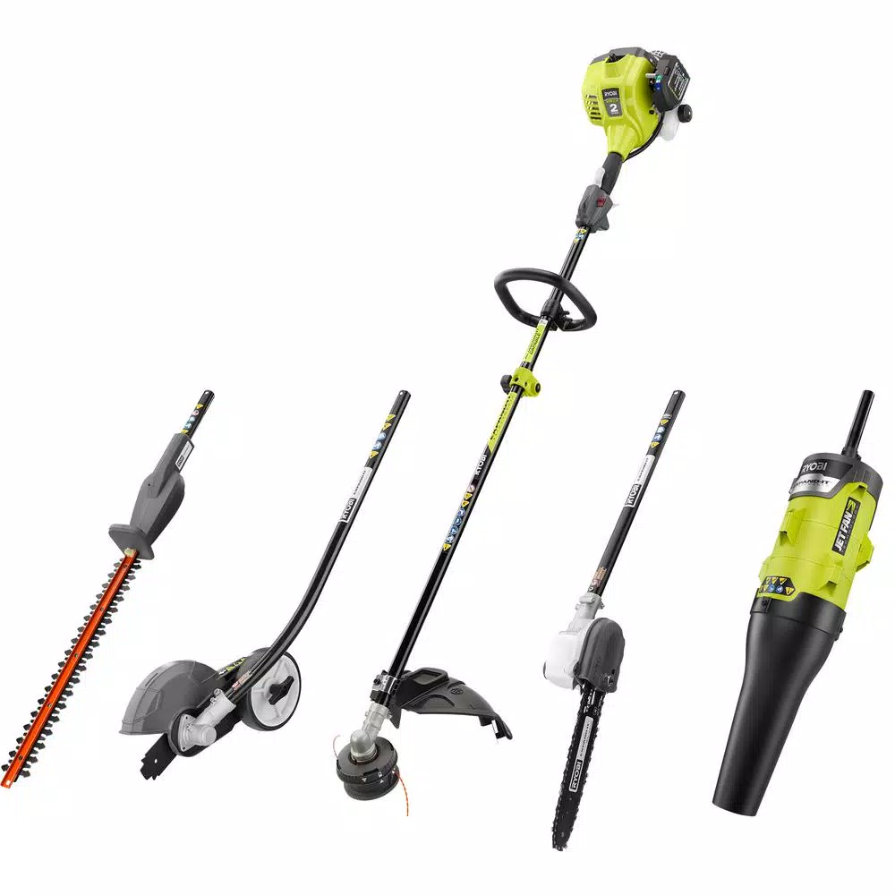 RYOBI 25 cc 2-Cycle Gas Straight Shaft String Trimmer with Ultimate Attachment Kit