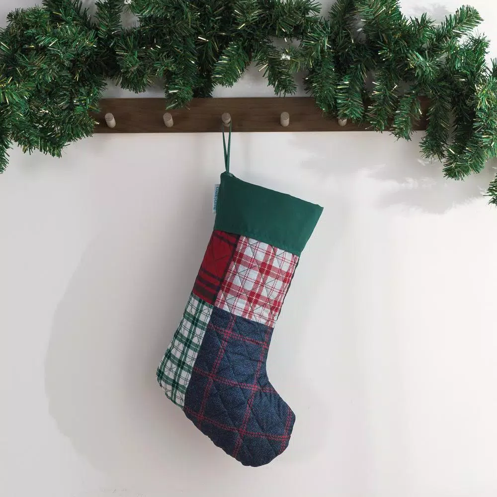 Country Living Knox Plaid Multi-Colored Microfiber Christmas Stocking, 17.5 in.
