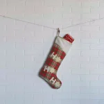VHC Brands 20 in. Plaid Cotton and Felt Christmas Stocking - Cherry Red, Forest Green & Creme thumbnail 3