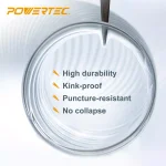 POWERTEC 4 in. x 10 ft. Flexible PVC Dust Collection Hose with 2 Stainless Steel Key Clamps, Clear thumbnail 4