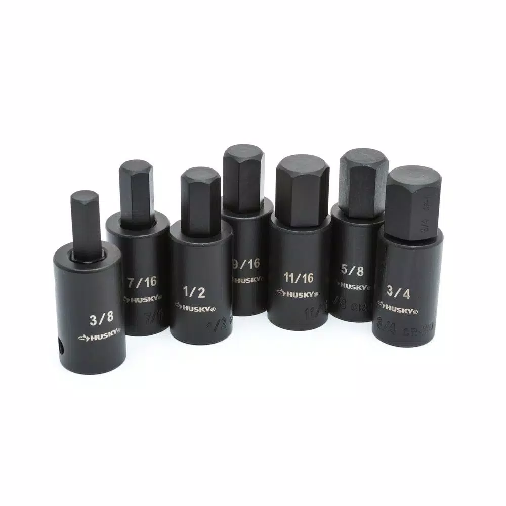 Husky 1/2 in. Drive Hex Bit Impact Socket Set, 14-Piece SAE/Metric