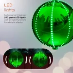 Alpine Corporation 13 in. Green Hanging Christmas Ball Ornament with 240 Chasing LED Lights thumbnail 5