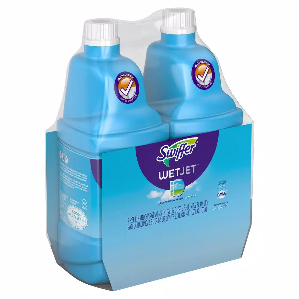 Swiffer WetJet Multi-Purpose Floor Cleaner Refill, Open Window Fresh Scent, 42 oz (2-Pack)