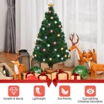Costway 4 ft. Fiber Optic Pre-Lit Christmas Tree with Multi-Color LED Lights, Ornaments, and Gold Star thumbnail 6