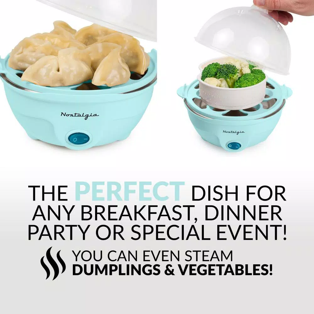 Nostalgia Premium Nostalgia 7-Egg Aqua Egg Cooker - Multi-Function Steamer & Poacher