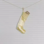 VHC Brands 20 in. Creme Memories Glam Christmas Stocking with Gold and Ivory Ribbon Embellishments thumbnail 2