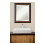 Amanti Art Cyprus 20.75 in. W x 24.75 in. H Rectangular Beveled Edge Wood Framed Bathroom Vanity Mirror, Walnut thumbnail 5