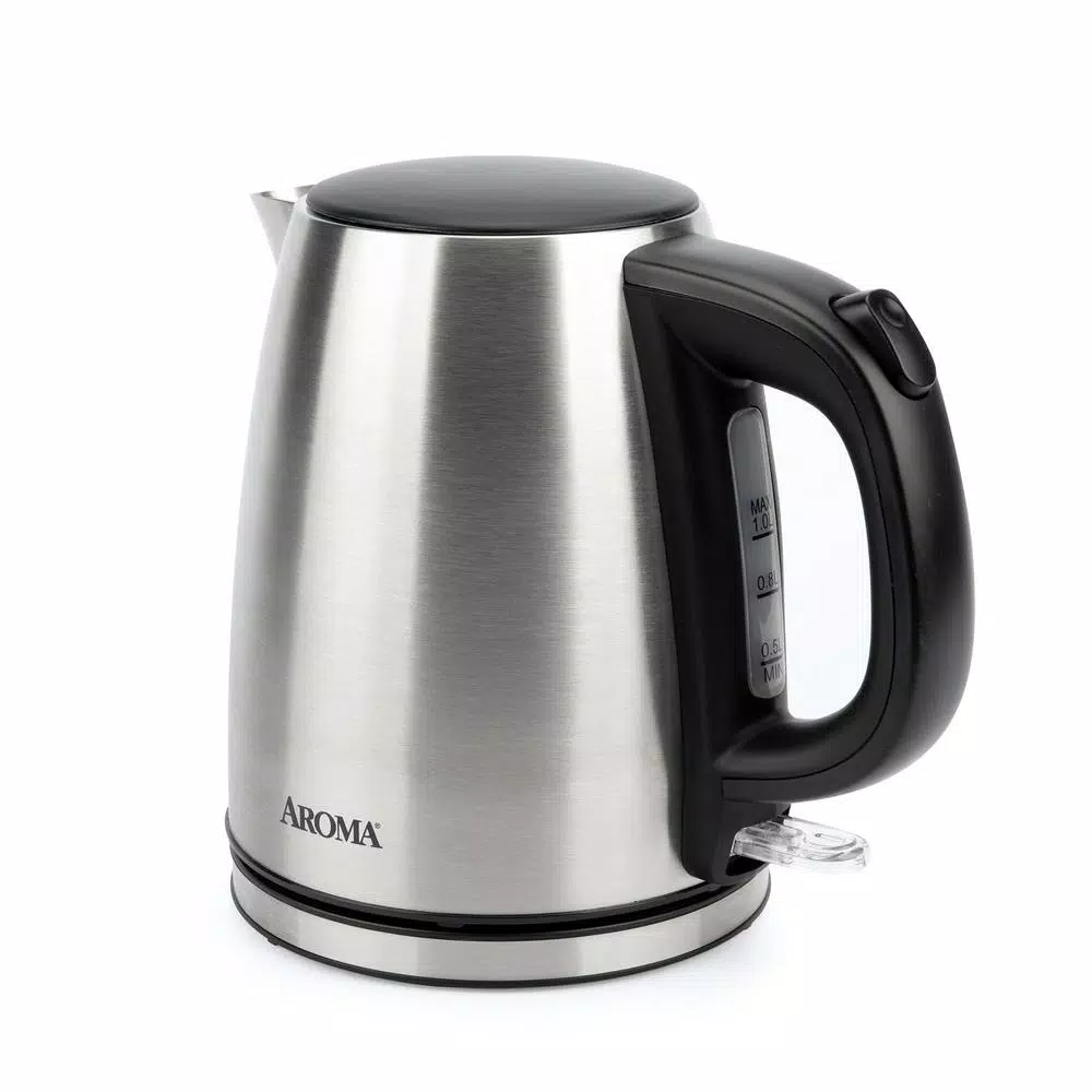 Aroma 4.5-Cup Stainless Steel Electric Kettle, 1000W, Automatic Shut-Off