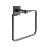 Italia Trieste Matte Black Wall Mount Towel Ring thumbnail 2