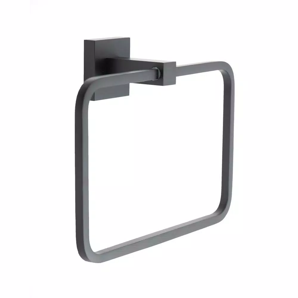 Italia Trieste Matte Black Wall Mount Towel Ring