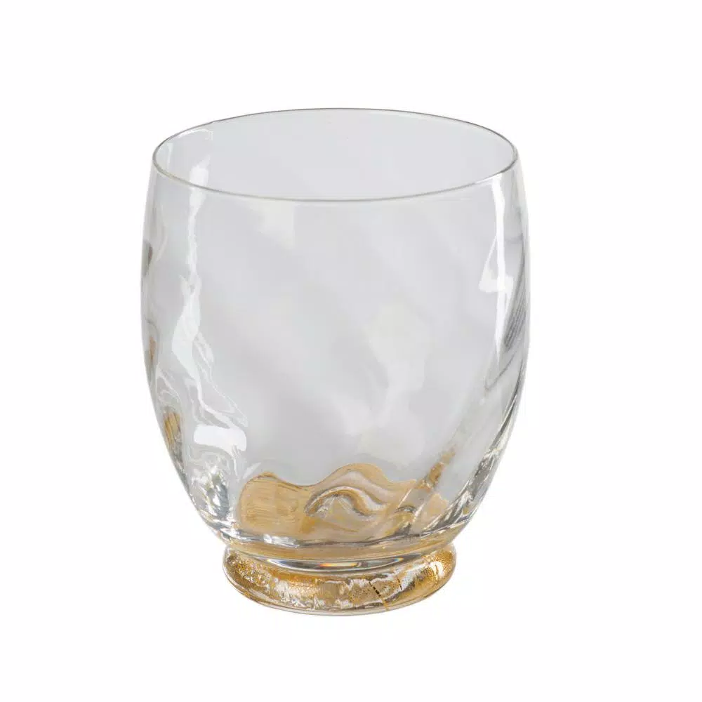 Abigails Elisa Red Wine Stemless Glass Set, Clear with Gold Infused Base, Set of 4