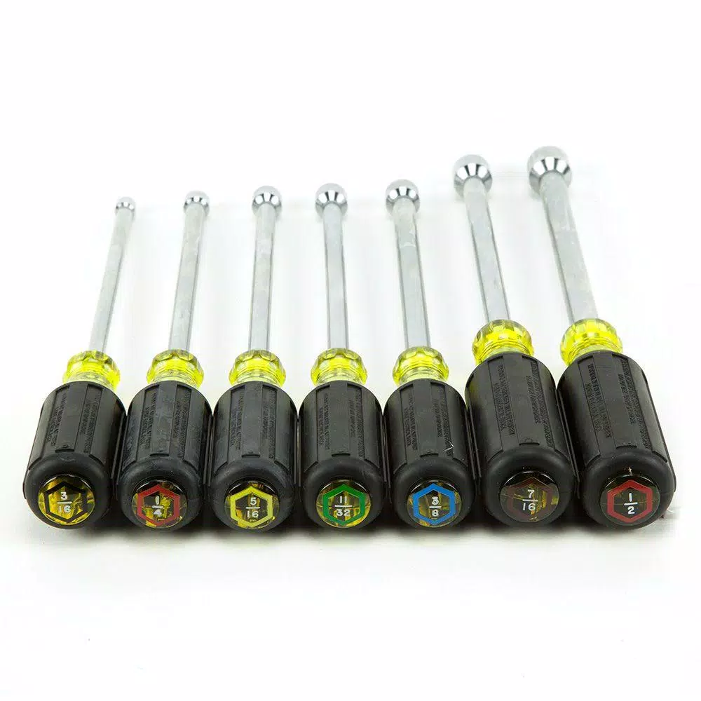 Klein Tools 7-Piece Hollow Shaft Nut Driver Set with Cushion-Grip Handles