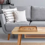 Elegant Designs Natural Wood Decorative Serving Tray with Black Metal Handles - Thankful Farmhouse Style thumbnail 1