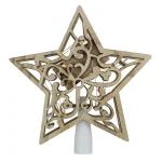 Northlight 10 in. Lighted Wooden Star Christmas Tree Topper with Clear Micro Lights thumbnail 2