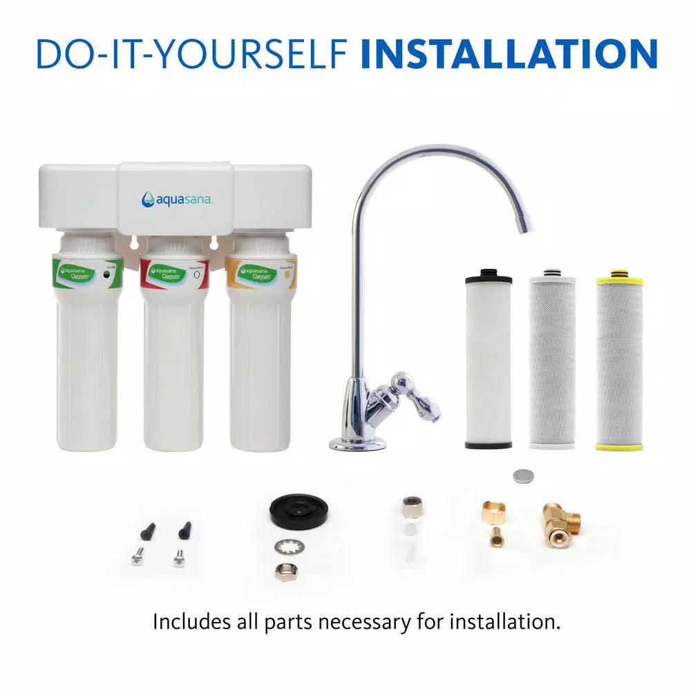 Aquasana 3-Stage Max Flow Under Counter Water Filtration System with Chrome Faucet
