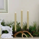 Northlight Gold Glittered Flameless Taper Christmas Candles, 12 in. Set of 2 thumbnail 2