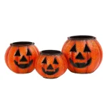 Gerson Assorted Metal Nested Jack-O-Lantern Luminaries, Set of 3, Orange thumbnail 1