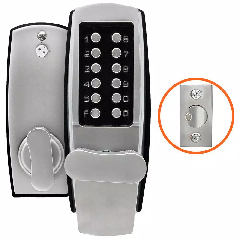Premier Lock Grip Tight Tools Satin Chrome Mechanical Push-Button Keyless Entry Lock with Holdback
