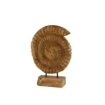 LITTON LANE Hand-Carved Reclaimed Teak Wood Nautilus Shell Sculpture on Iron Stand thumbnail 2