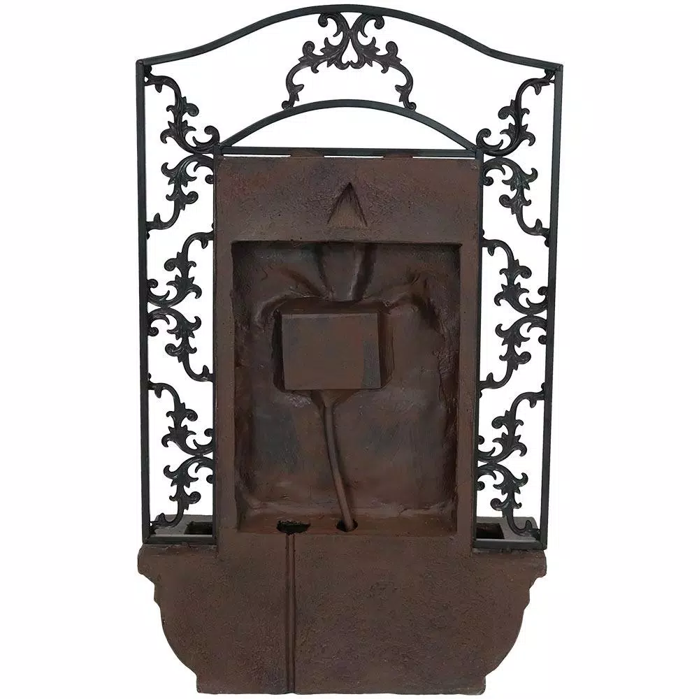 Sunnydaze Decor French Lily Solar Outdoor Wall Fountain - Traditional Resin Iron Design