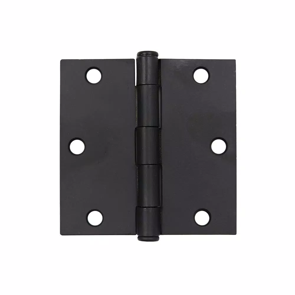 Everbilt 3-1/2 in. Matte Black Square Corner Smooth Action Door Hinge, 3-Pack