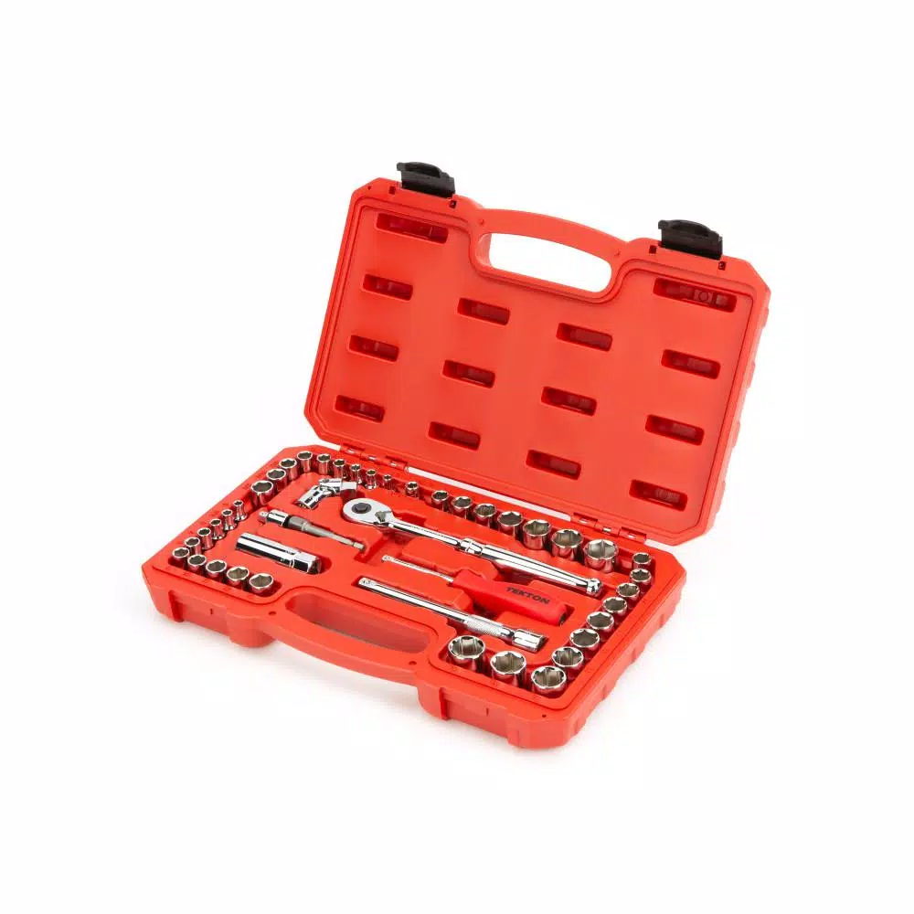 TEKTON 45-Piece 1/4 in. and 3/8 in. Drive 6-Point Socket and Ratchet Set (5 mm to 19 mm, 3/16 in. to 3/4 in.)