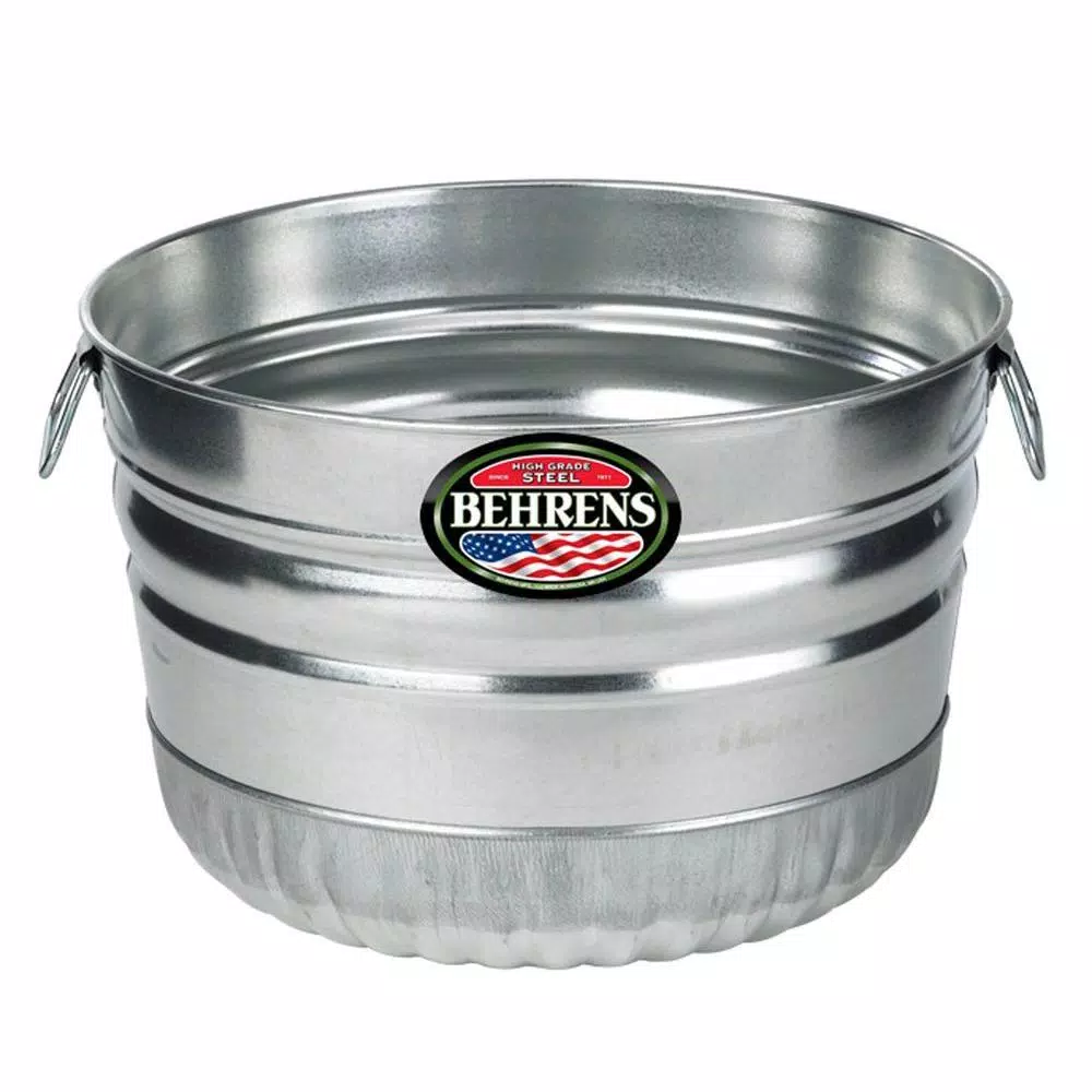 Behrens 1 Bushel Galvanized Steel Utility Basket, 9 Gallon Metal Harvest Tub