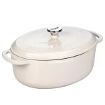 Lodge 7 qt. Oval Enameled Cast Iron Dutch Oven with Lid - Oyster White thumbnail 1