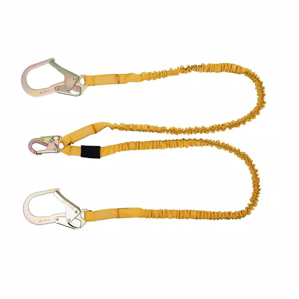 Werner SoftCoil 6 ft. Twin Leg Lanyard with Energy Absorbing Inner Core and Rebar Hooks