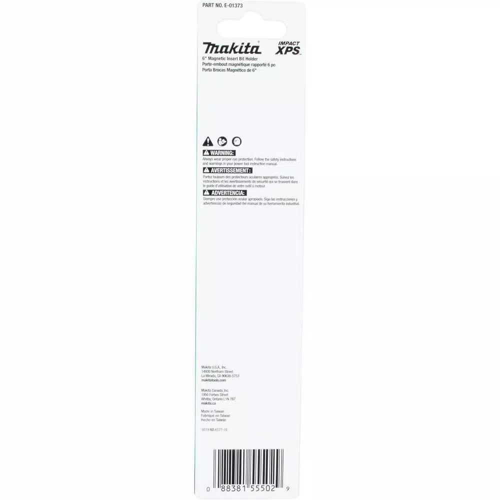 Makita ImpactXPS 6 in. Magnetic Insert Bit Holder, Hex Shank, Alloy Steel