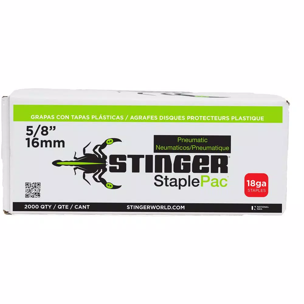 Stinger 5/8 in. StaplePac Collated Staples with 1 in. Plastic Caps, 2000 Count