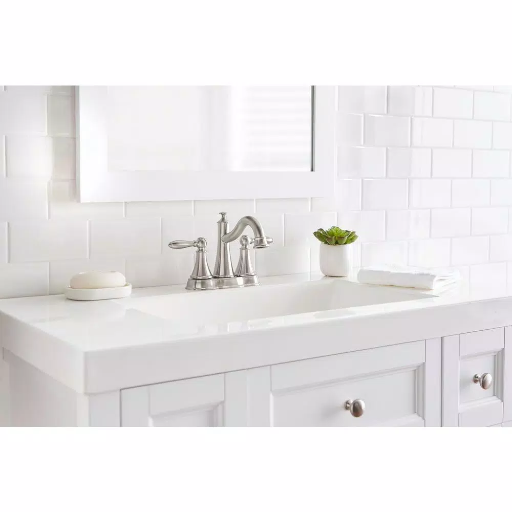 Glacier Bay Varina 4 in. Centerset 2-Handle High-Arc Bathroom Faucet, Brushed Nickel