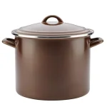 Ayesha Curry Ayesha Home Collection 12-Quart Porcelain Enamel Nonstick Stockpot with Lid, Brown Sugar thumbnail 1