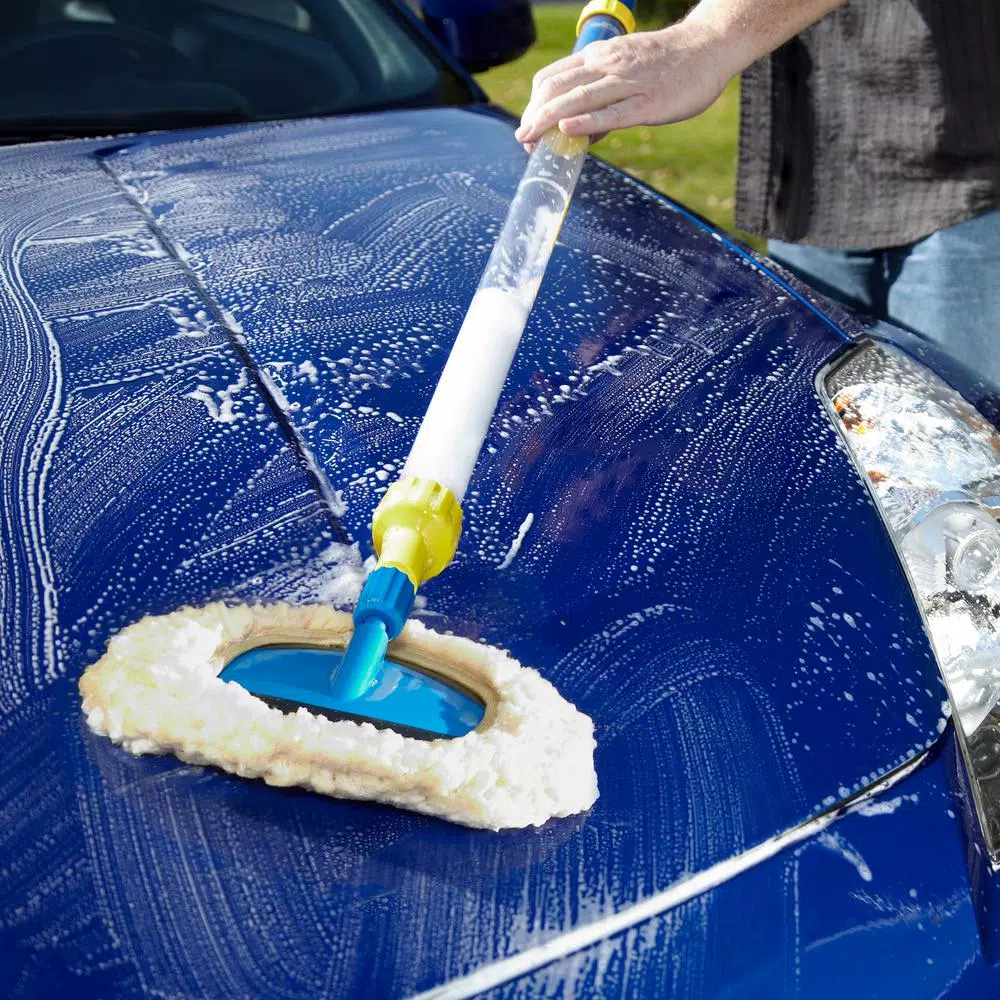 AutoRight Auto-Wash Stick 18 oz. Solution Dispensing Car Wash Brush with 56 in. Extendable Handle