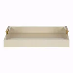 Kate and Laurel Lipton Decorative Rectangular Tray with Brushed Metal Handles, Brown Glossy Finish thumbnail 2