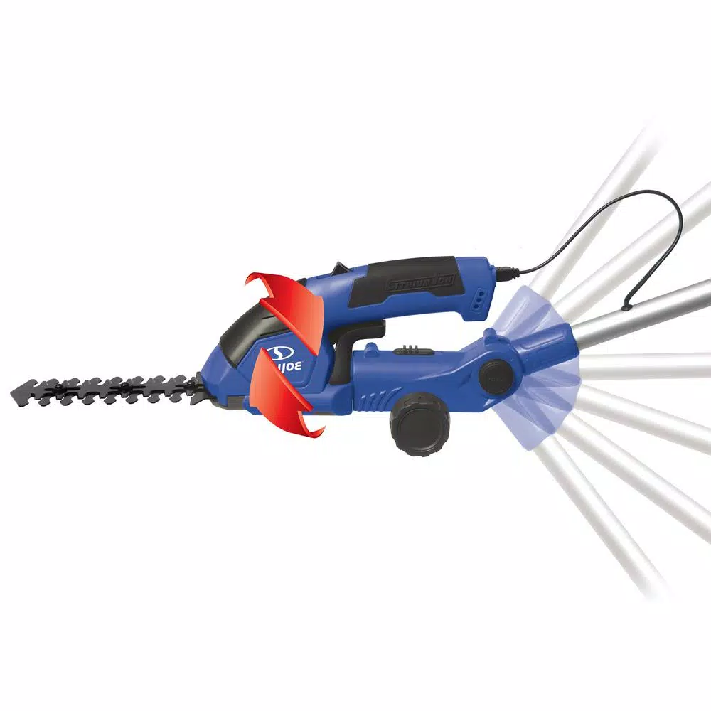 Sun Joe HJ605CC 2-in-1 Cordless Grass Shear and Hedge Trimmer with 3 ft. Extension Pole, 7.2V