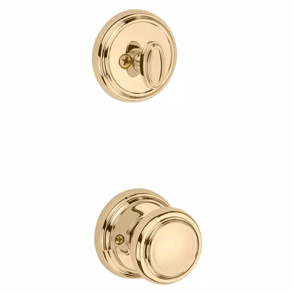 Baldwin Prestige Avendale Single Cylinder Handleset with Alcott Knob, Lifetime Polished Brass, SmartKey Security