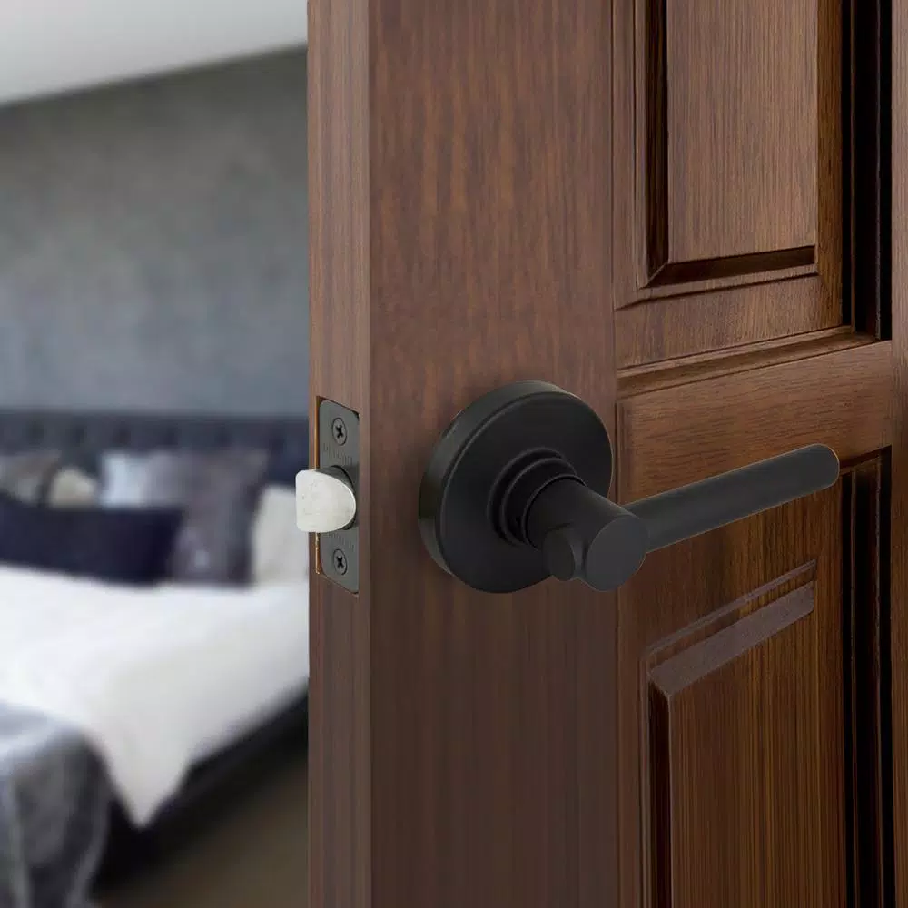 Defiant Highland Matte Black Passage Door Lever with Round Rose