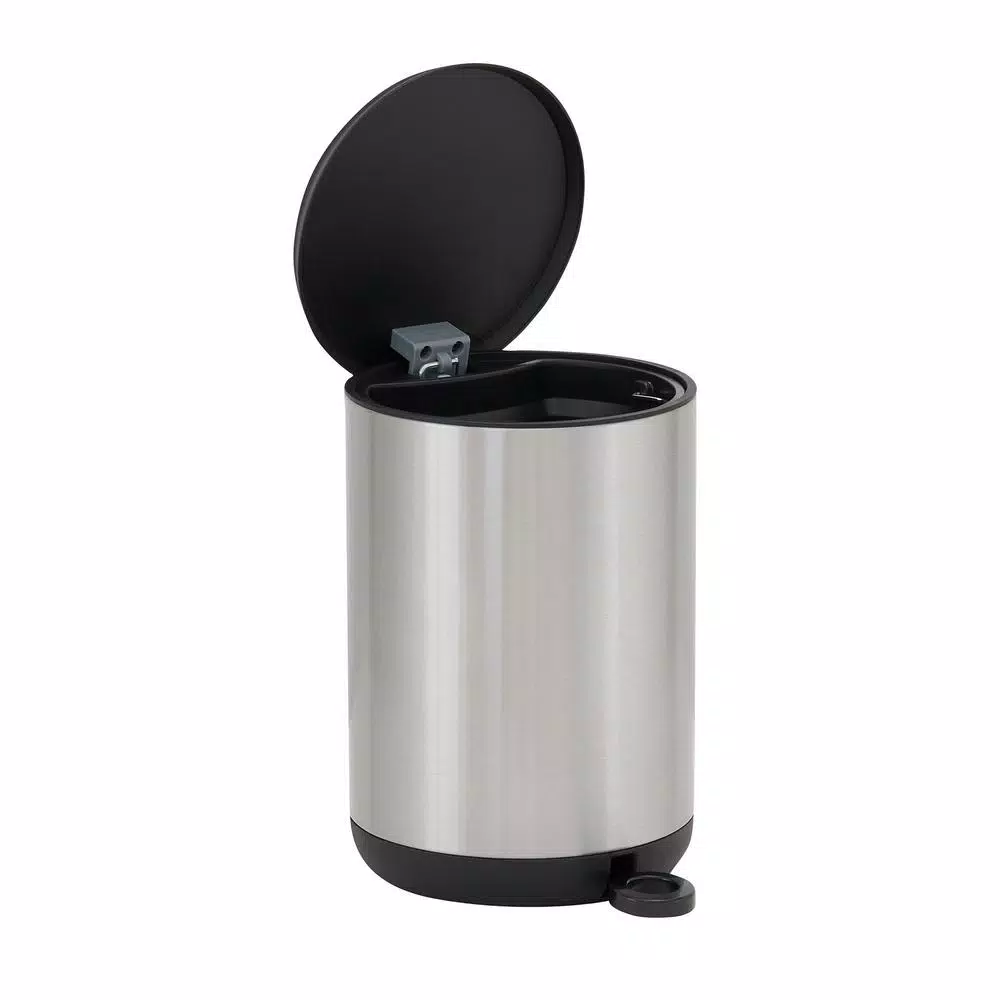 Household Essentials Taos 1.3 Gallon Round Stainless Steel Step Trash Can with Fingerprint Resistant Finish