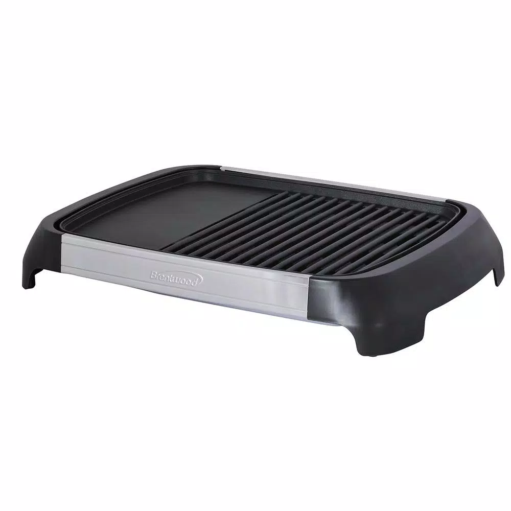 Brentwood Select 1200W Electric Indoor Grill and Griddle, Non-Stick Surface, Black & Stainless Steel