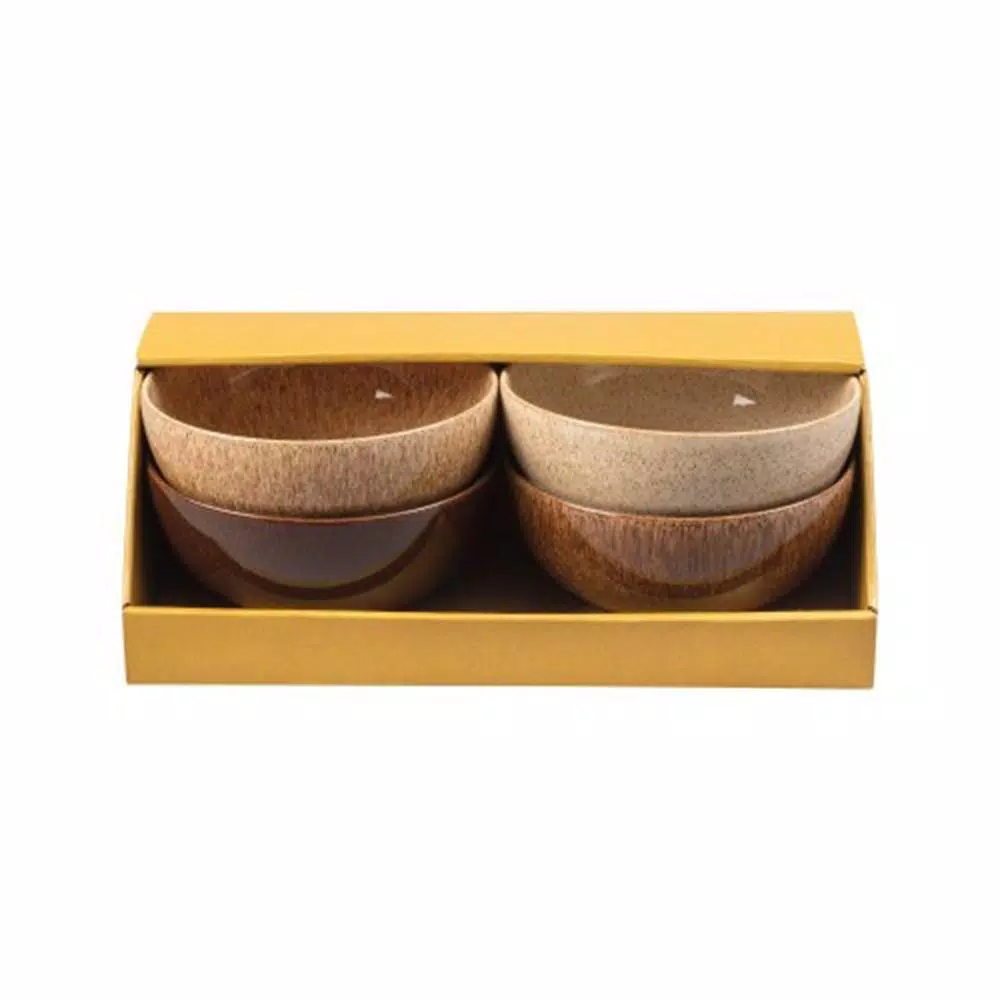 Denby Studio Craft Rice Bowl Set, 4-Piece Handcrafted Clay Serving Bowls